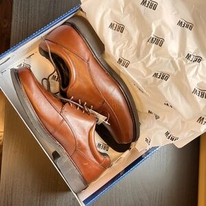 DREW Brown Leather Shoe Park Wide Lace-Up Oxfords - Brown